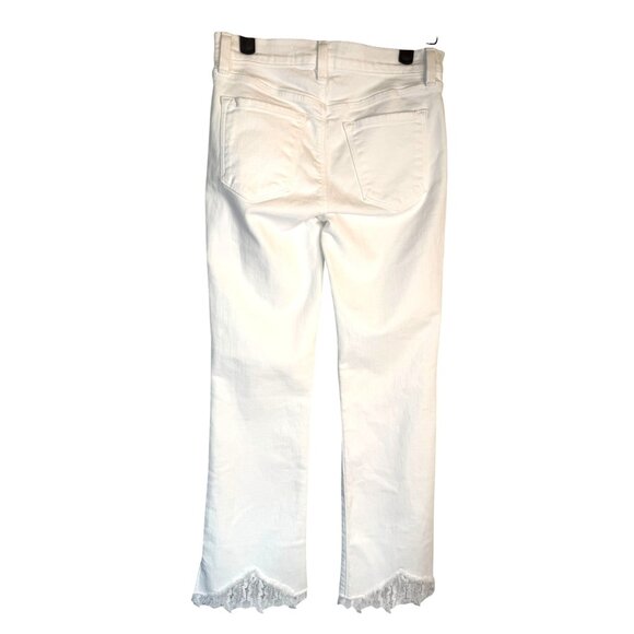 J Brand Selena Size 24 White Cropped Jeans With Lace Hem - Picture 9 of 16